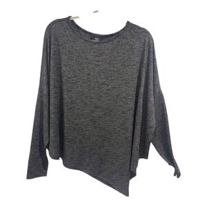 Mossimo Supply Co Womens Long Sleeve Asymmetrical Hem Top Heather Grey Marled L